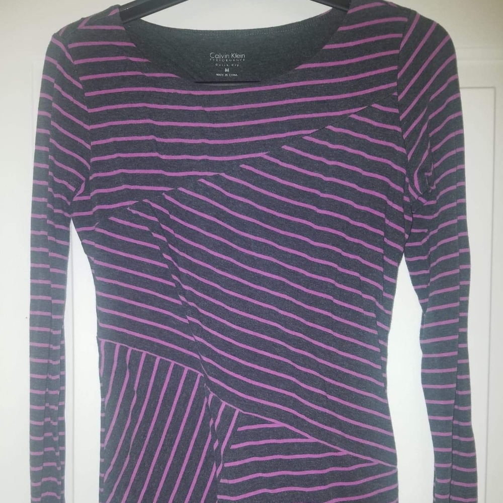 Calvin Klein Purple/Black Stripes Long Sleeve